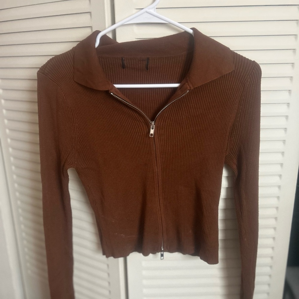 Brown Zip-Up Long Sleeve